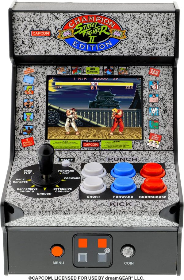 My Arcade Street Fighter 2 Champion Edition Micro Player-Fully Playable, Includes CO/VS Link for Multiplayer Action, 7.5 Inch Collectible, Full Color Display, Battery or Micro USB Powered